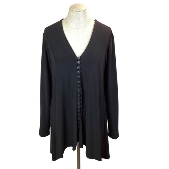 Sympli Womans 12 Tunic Top Draped Long Sleeve  Black - Picture 3 of 11